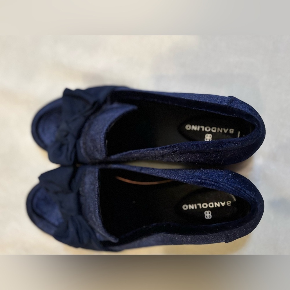 Bandolino Lindio Navy Velvet Bow Loafers Flats 7.5M - Picture 5 of 10